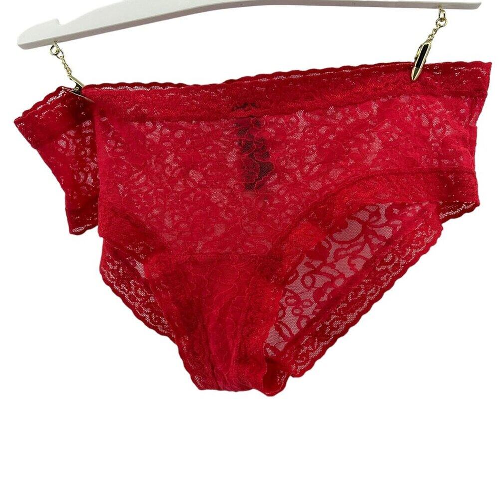 Victoria’s Secret The Lacie Red Pink Lace  Nylon Panties Large